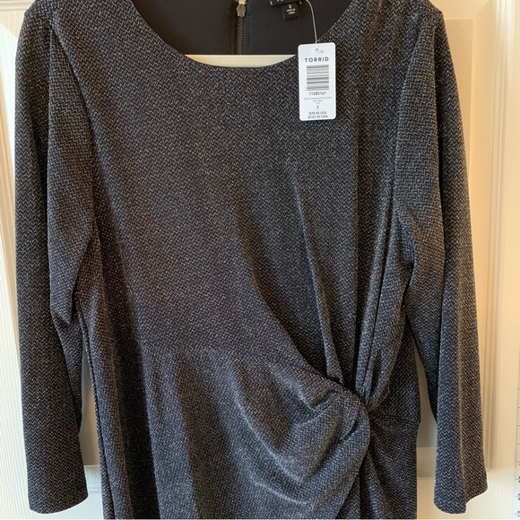 Torrid Metallic and Black Sparkly Side Knot Dress - Picture 2 of 9